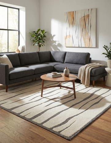 Ivory White Prismatic Square Rug