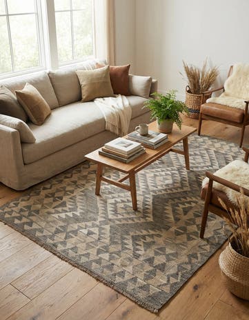 4' x 6' 1 Hand Woven Kilim Maymana Wool Rug