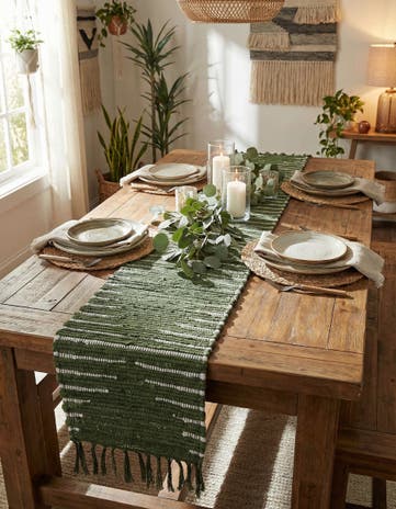 1' 2 x 8' Hand Woven Chindi Cotton Table Runner Rug
