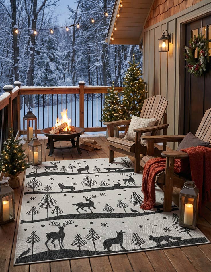 Detail image of 5' 3 x 7'  Washable Holiday Indoor / Outdoor Rug