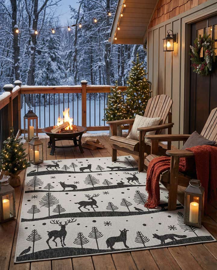 5' 3 x 7' Easy-Clean Holiday Indoor / Outdoor Rug