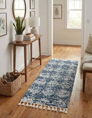 Blue Serenity Shag Runner Rug