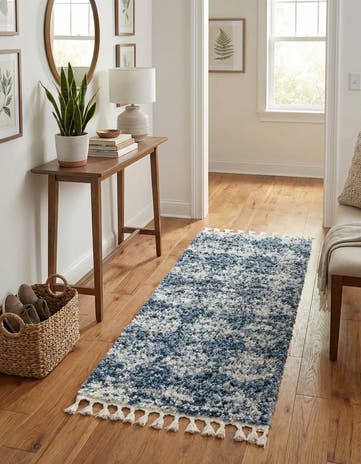 Blue Serenity Shag Runner Rug