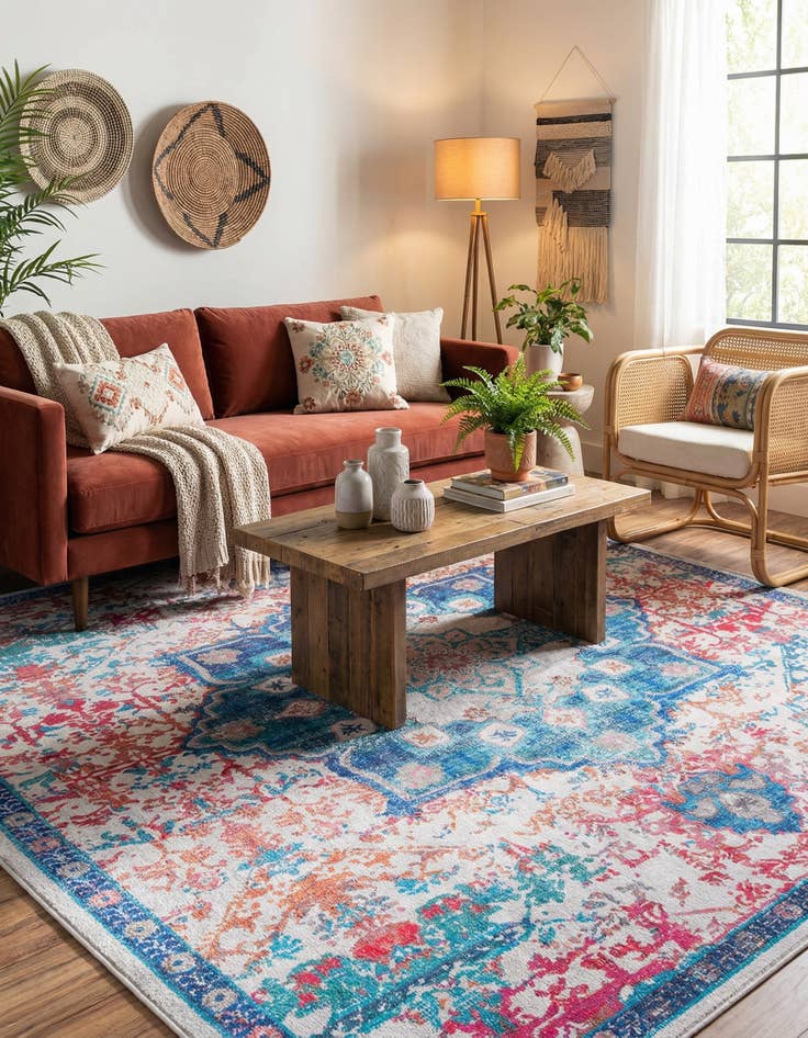 Detail image of  10' 6 x 10' 6  Washable Francesca Square Rug