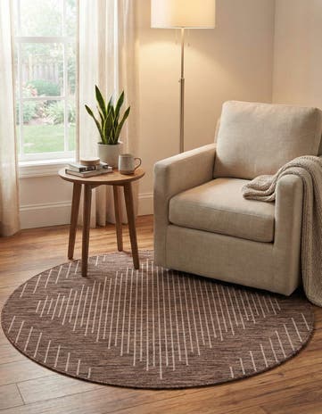 4' x 4' Easy-Clean Modern Indoor / Outdoor Round Rug