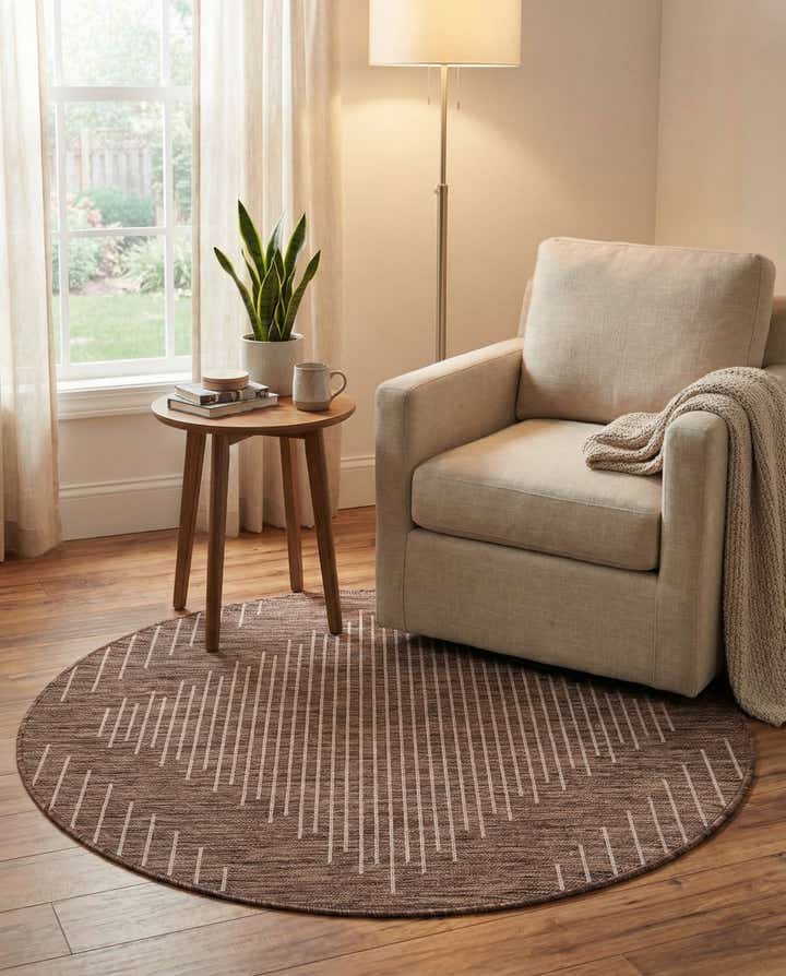 4' x 4' Easy-Clean Modern Indoor / Outdoor Round Rug