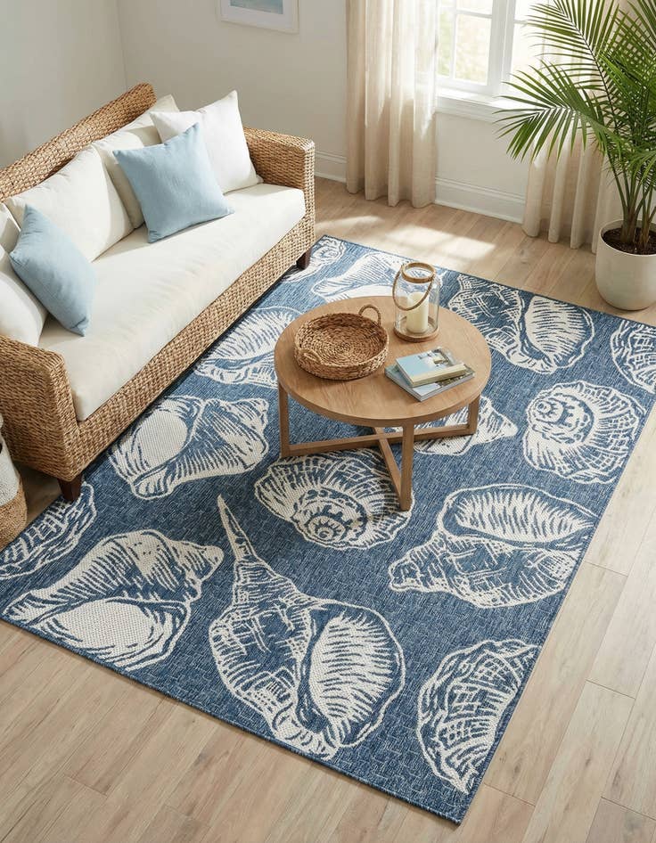 Detail image of 5' 3 x 8'  Washable Coastal Indoor / Outdoor Rug