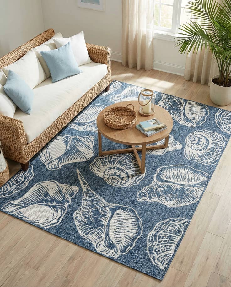 Detail image of 5' 3 x 8' Easy-Clean Coastal Indoor / Outdoor Rug
