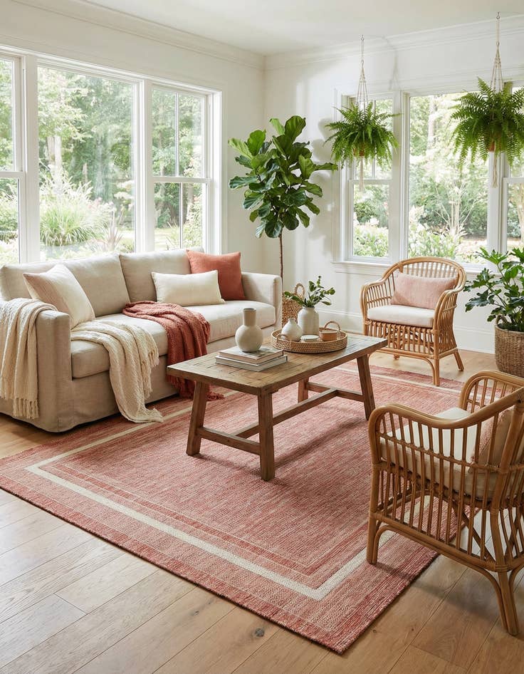 Detail image of 6' x 9'  Washable Border Indoor / Outdoor Rug