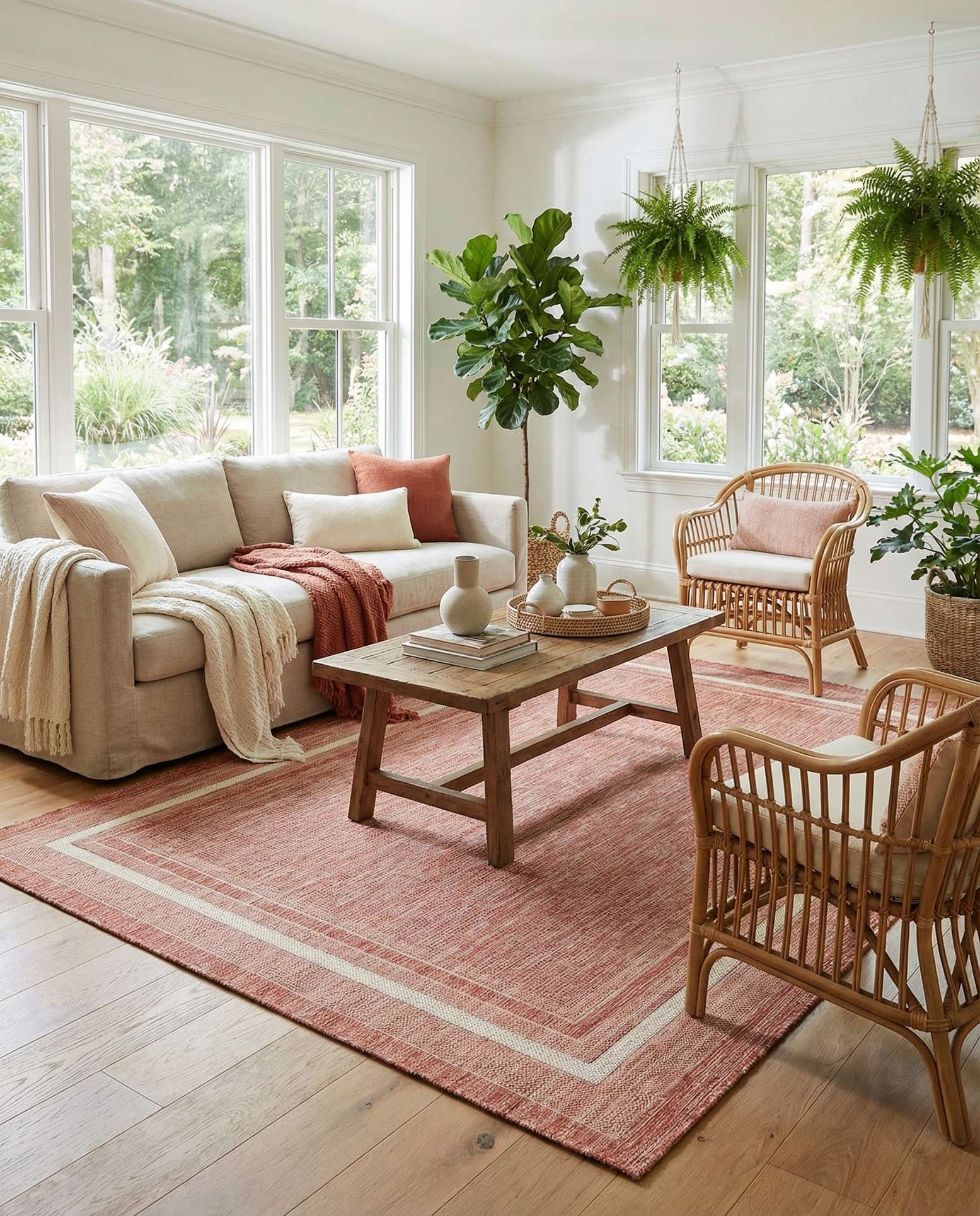 6' x 9' Easy-Clean Border Indoor / Outdoor Rug