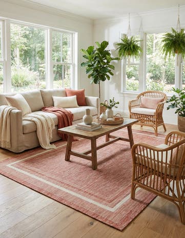 6' x 9' Easy-Clean Border Indoor / Outdoor Rug