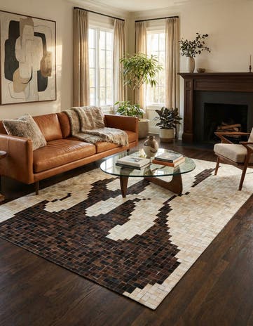 5' x 8' Cowhide Leather Rug