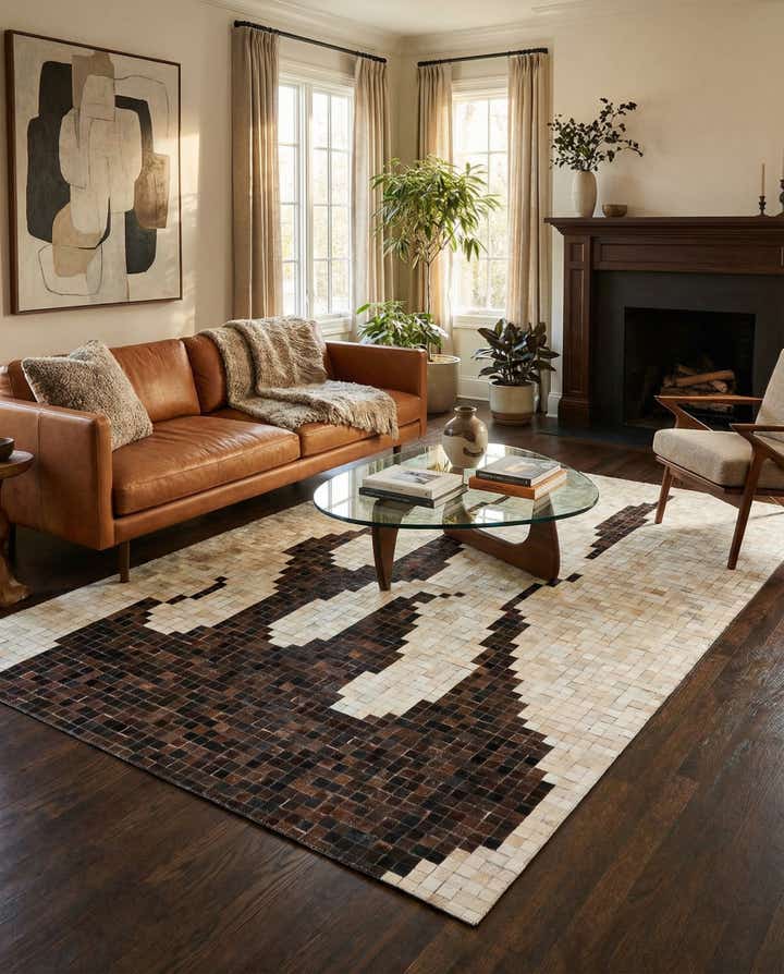 5' x 8' Cowhide Leather Rug