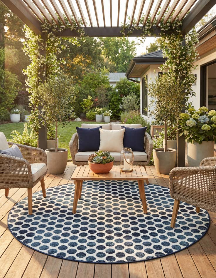 Detail image of 10' x 10' Easy-Clean Sabrina Soto Indoor / Outdoor Round Rug