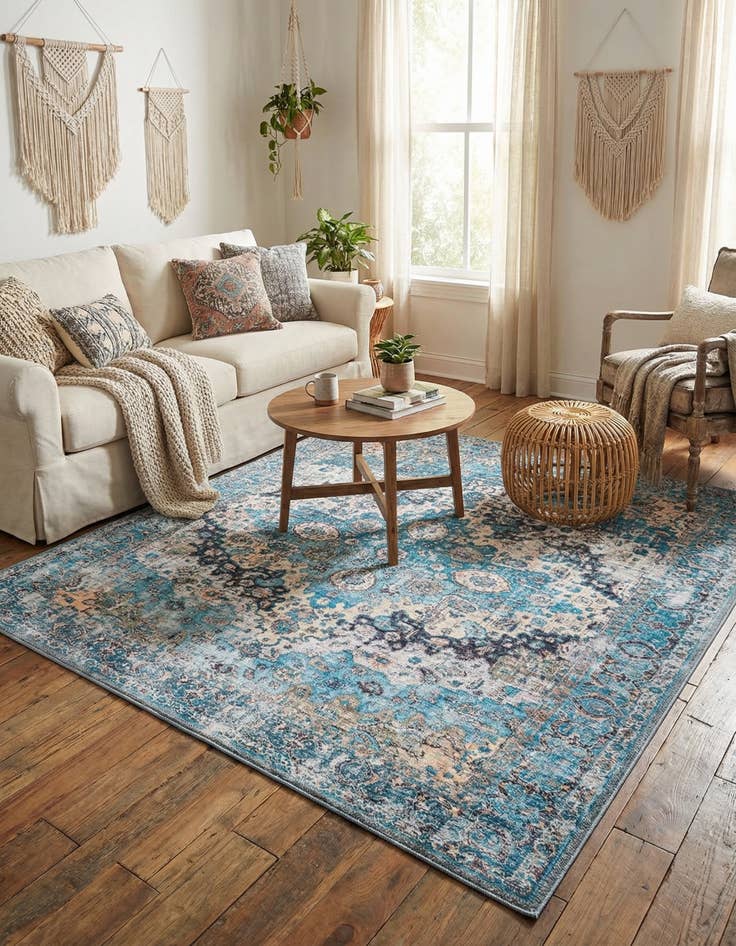 Detail image of 5' 3 x 5' 3  Washable Mangata Square Rug