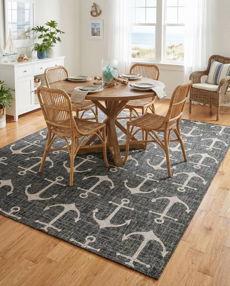 Detail image of 7' 10 x 11' Easy-Clean Coastal Indoor / Outdoor Rug