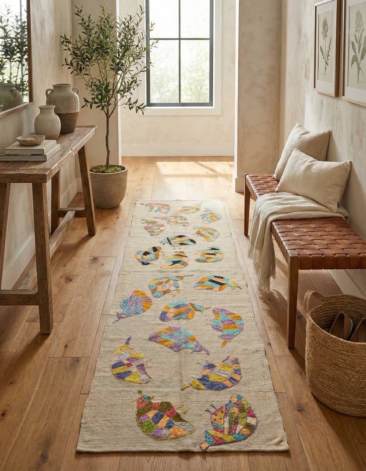 Detail image of 2' 3 x 7' 6  Hand Woven Kilim Suzani Wool Runner Rug