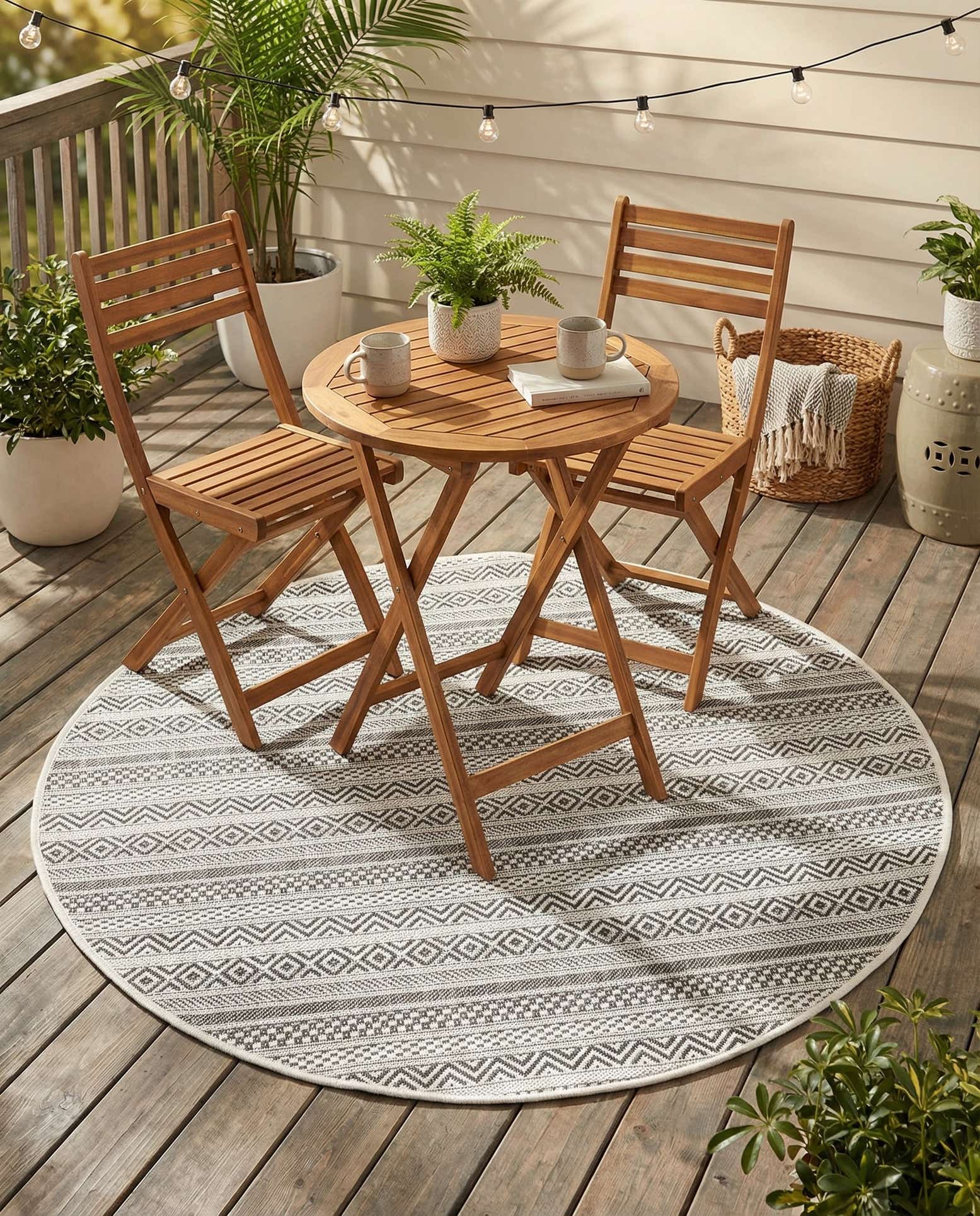 4' x 4' Easy-Clean Ribbon Indoor / Outdoor Round Rug