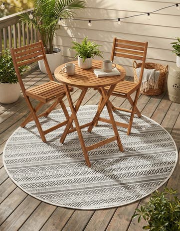 4' x 4' Easy-Clean Ribbon Indoor / Outdoor Round Rug