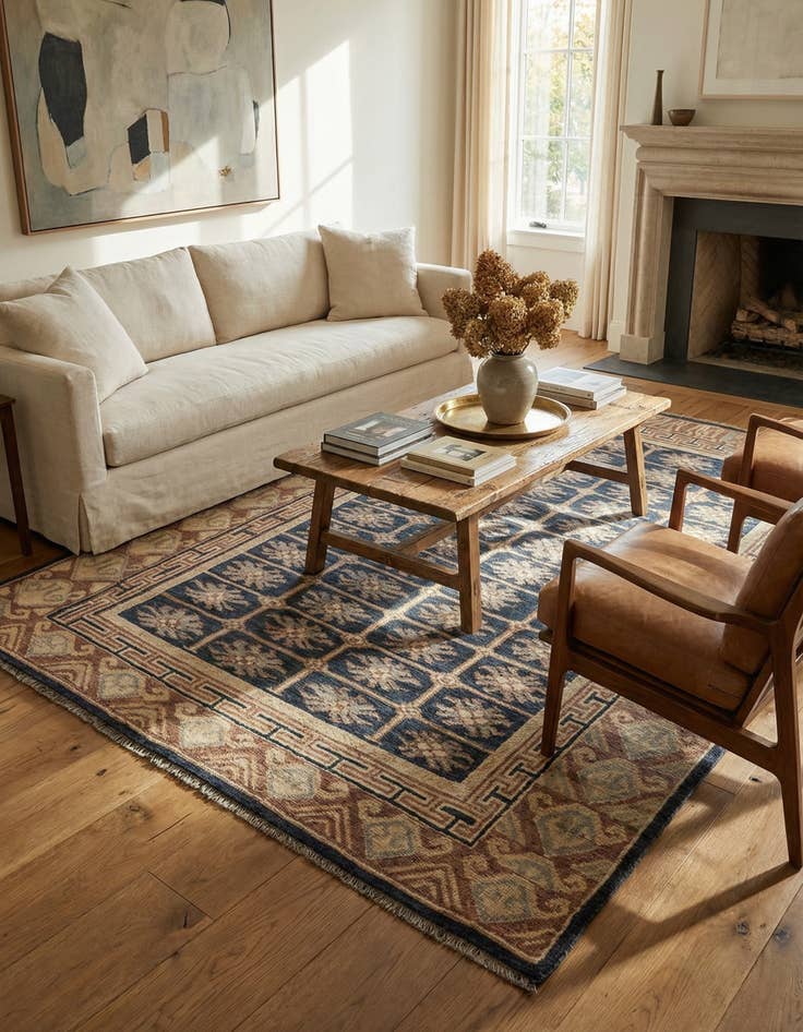 Detail image of 6' 9 x 10'  Hand Knotted Darya Wool Rug