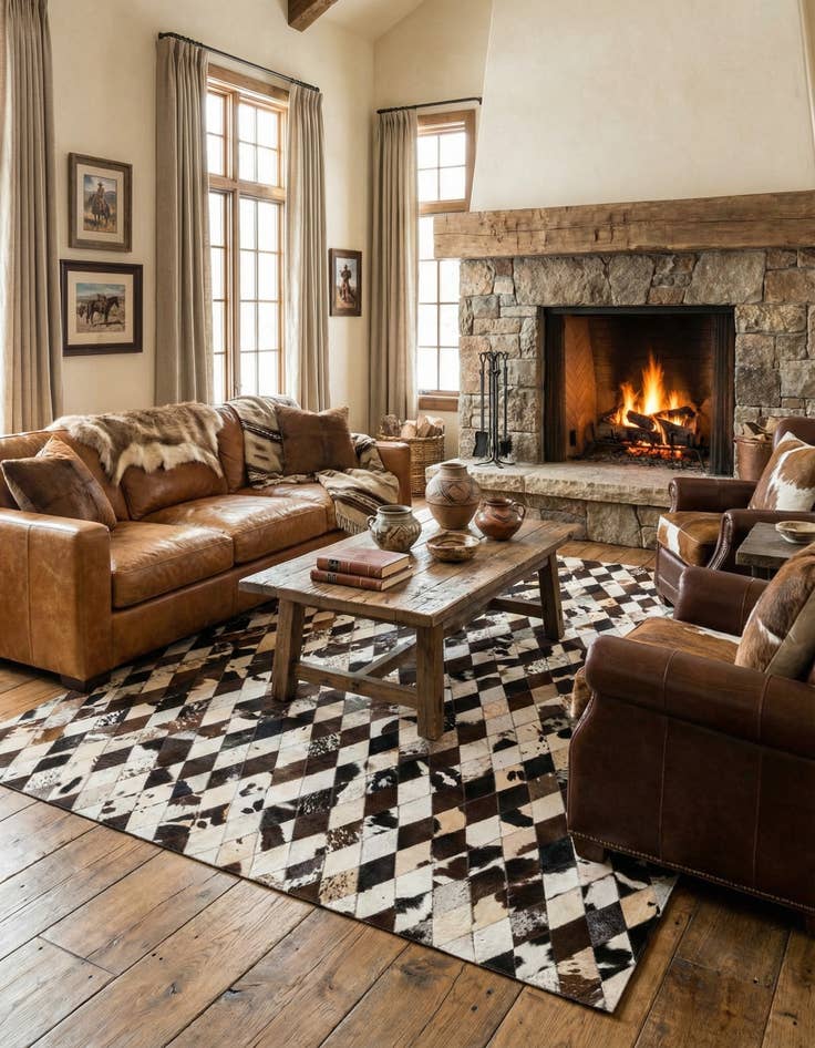 Detail image of 6' 8 x 9' 9 Cowhide Stocks Rug