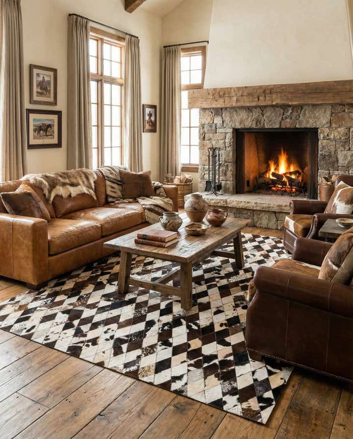 6' 8 x 9' 9 Cowhide Stocks Rug