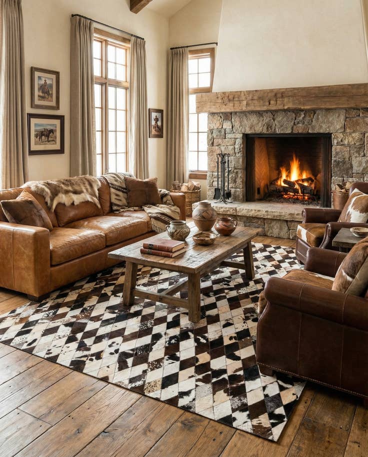 Detail image of 6' 8 x 9' 9 Cowhide Stocks Rug