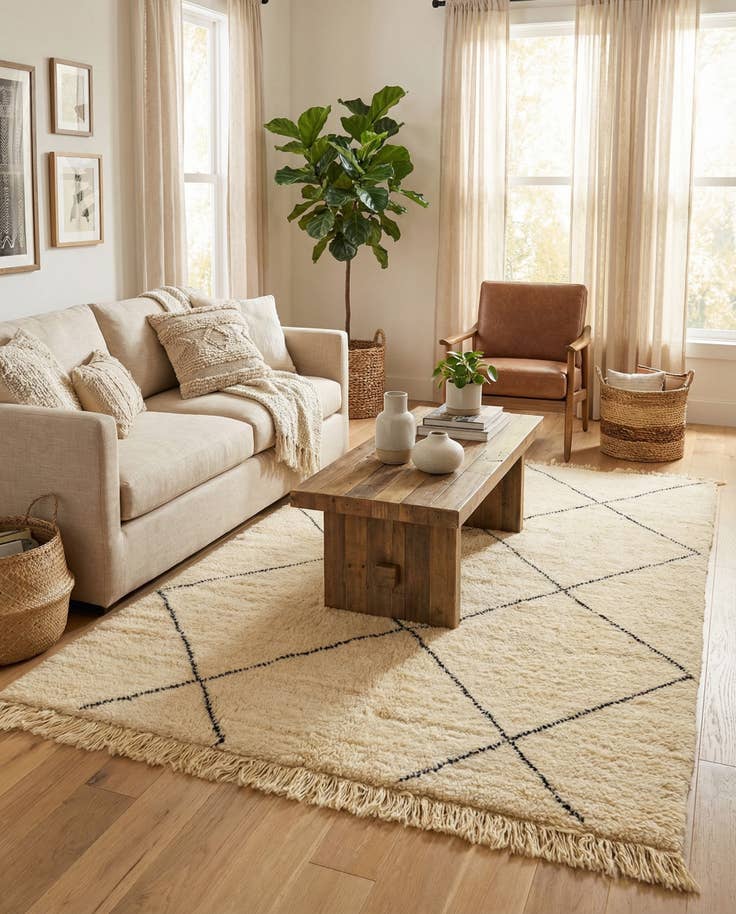 Detail image of 5' 10 x 7' 8 Hand Knotted Moroccan Wool Rug
