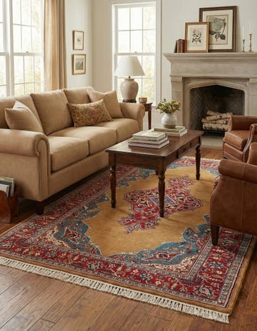 4' 3 x 6' 9 Hand Knotted Kashan Oriental Wool Rug