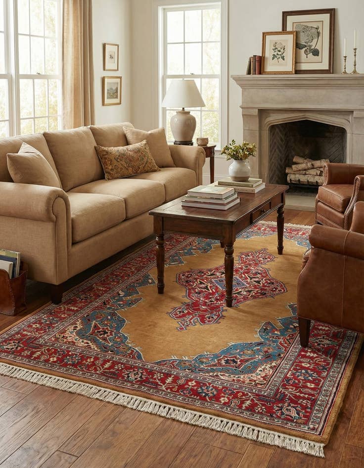 Detail image of 4' 3 x 6' 9  Hand Knotted Kashan Oriental Wool Rug