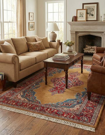 4' 3 x 6' 9 Hand Knotted Kashan Oriental Wool Rug