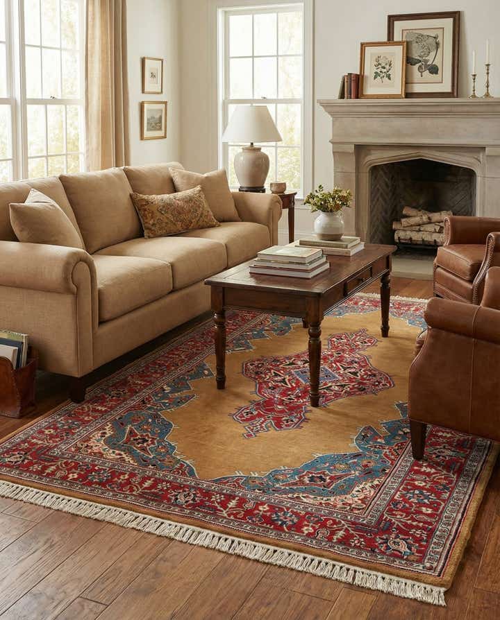 4' 3 x 6' 9 Hand Knotted Kashan Oriental Wool Rug