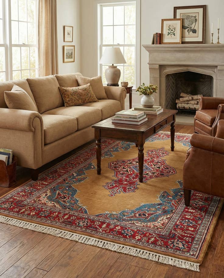 Detail image of 4' 3 x 6' 9 Hand Knotted Kashan Oriental Wool Rug