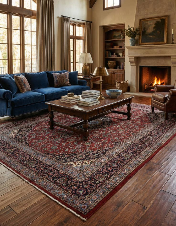 Detail image of  9' 8 x 12' 10  Hand Knotted Mashad Persian Wool Rug