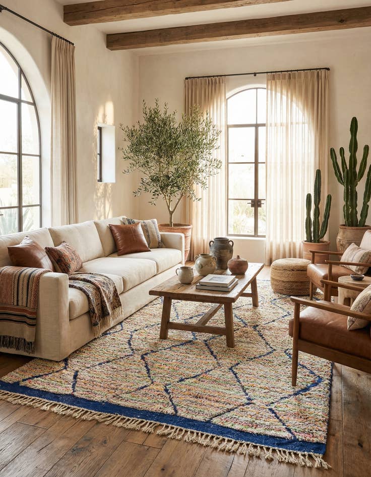 Detail image of 4' 9 x 8' 8  Hand Knotted Moroccan Wool Rug