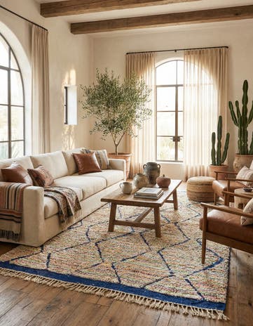 4' 9 x 8' 8 Hand Knotted Moroccan Wool Rug