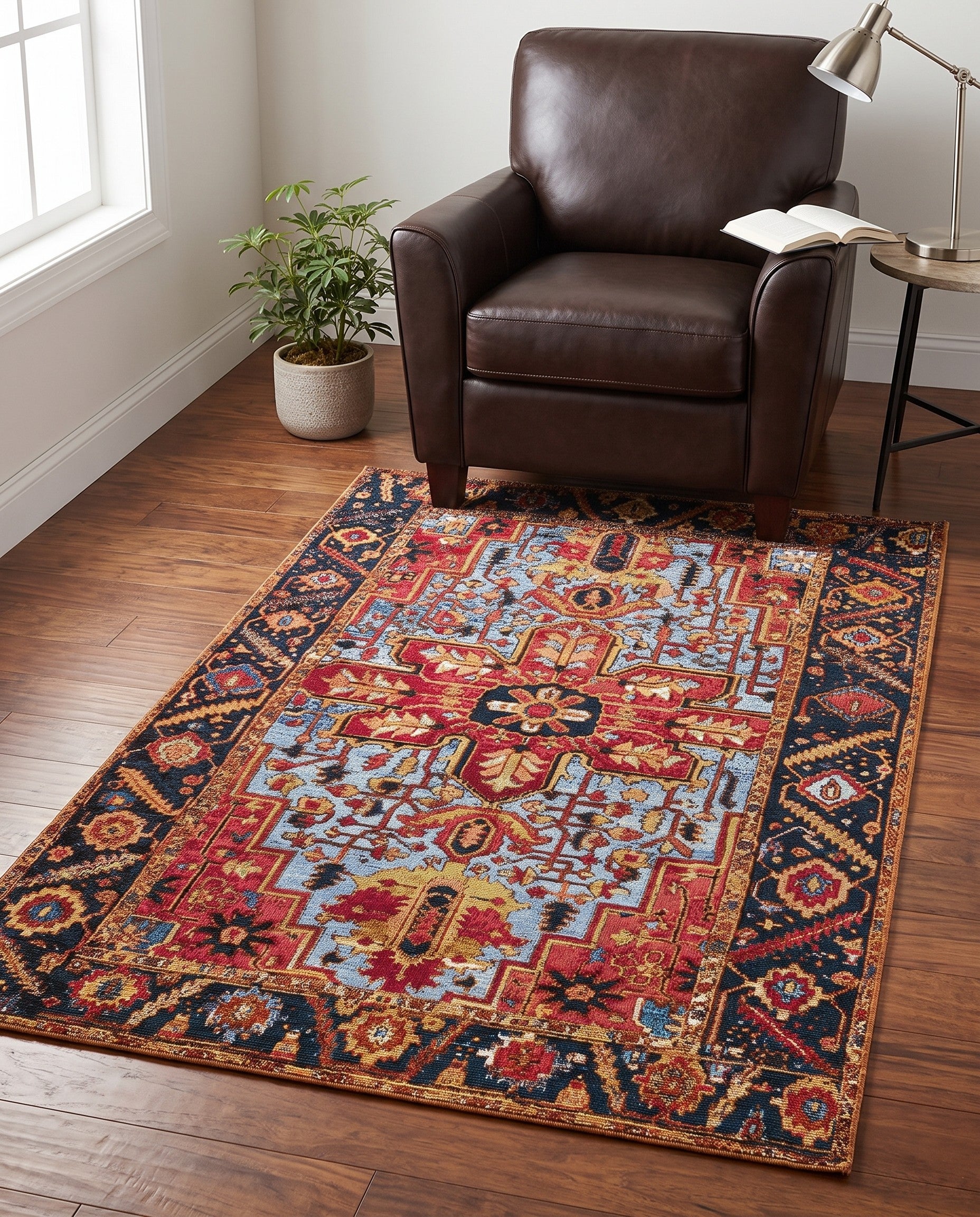3' 3 x 5' 3 Easy-Clean Traditional Indoor / Outdoor Rug