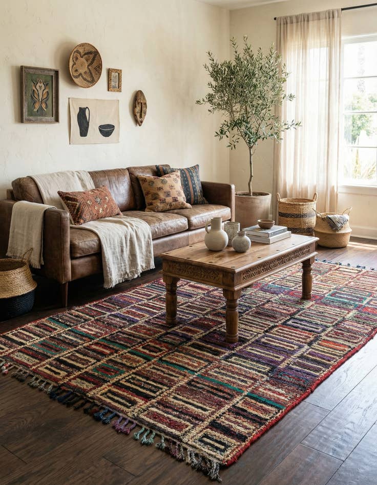 Detail image of  5' 4 x 8' 6  Hand Knotted Moroccan Wool Rug