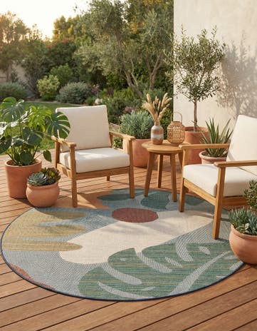 7' 10 x 7' 10 Easy-Clean Baja Indoor / Outdoor Round Rug
