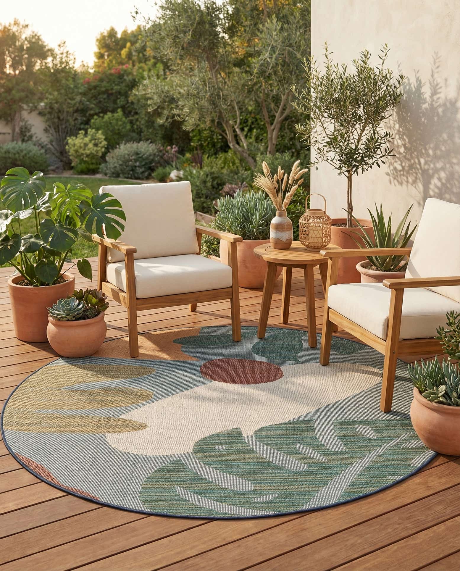 7' 10 x 7' 10 Easy-Clean Baja Indoor / Outdoor Round Rug