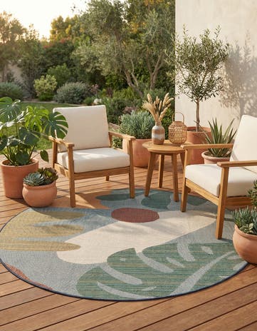7' 10 x 7' 10 Easy-Clean Baja Indoor / Outdoor Round Rug