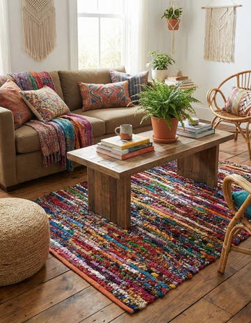 4' 1 x 6' 1 Handmade Braided Chindi Rug