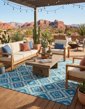 10' x 12' Easy-Clean Southwestern Indoor / Outdoor Rug