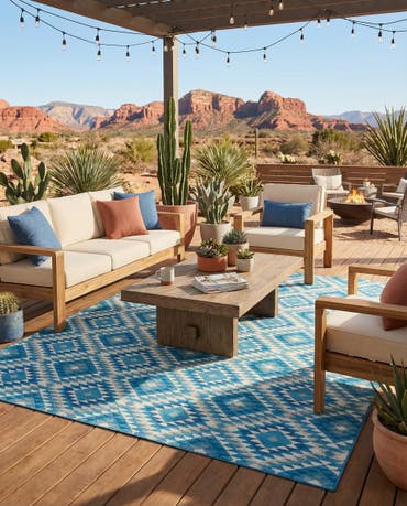  10' x 12'  Easy-Clean Southwestern Indoor / Outdoor Rug