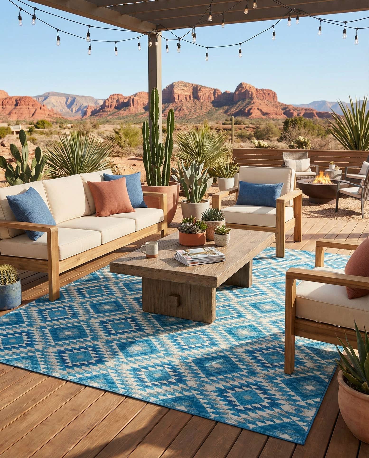 10' x 12' Easy-Clean Southwestern Indoor / Outdoor Rug