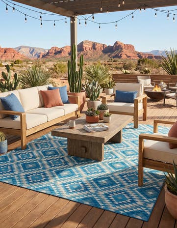 10' x 12' Easy-Clean Southwestern Indoor / Outdoor Rug