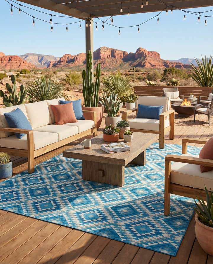 10' x 12' Easy-Clean Southwestern Indoor / Outdoor Rug