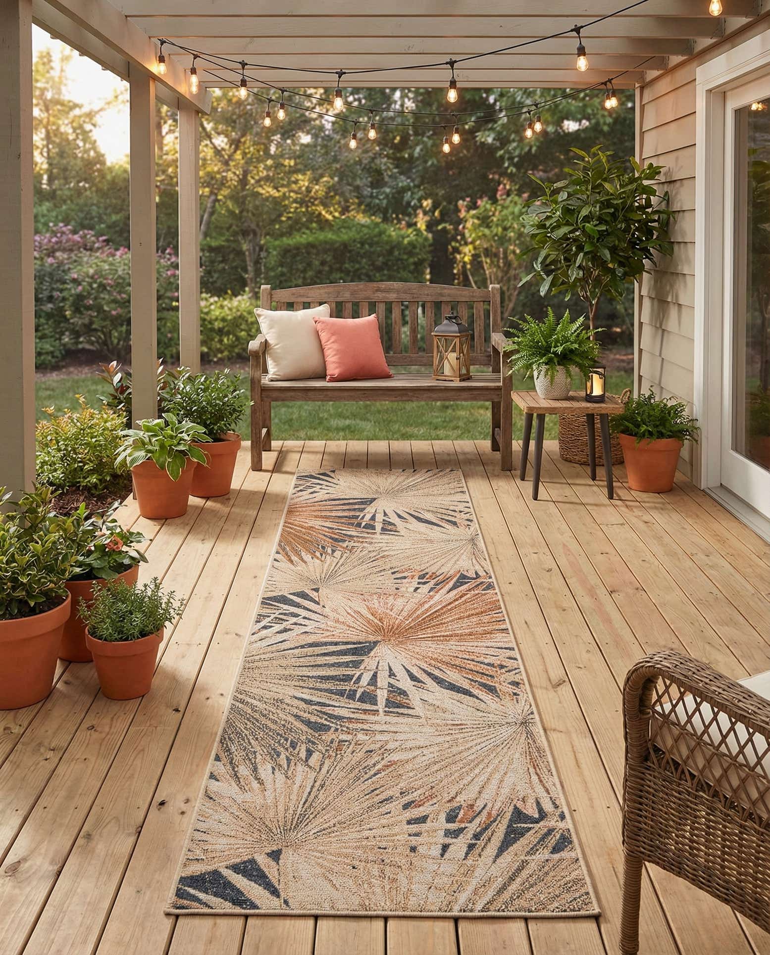 2' 7 x 10' Easy-Clean Botanical Indoor / Outdoor Runner Rug
