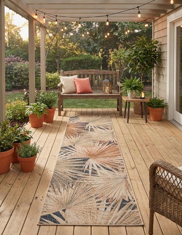 Easy-Clean Botanical Indoor / Outdoor Runner Rug