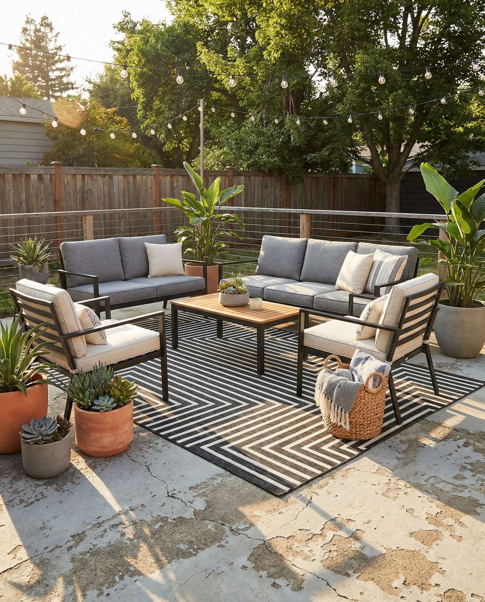 5' 3 x 8' Easy-Clean Modern Indoor / Outdoor Rug